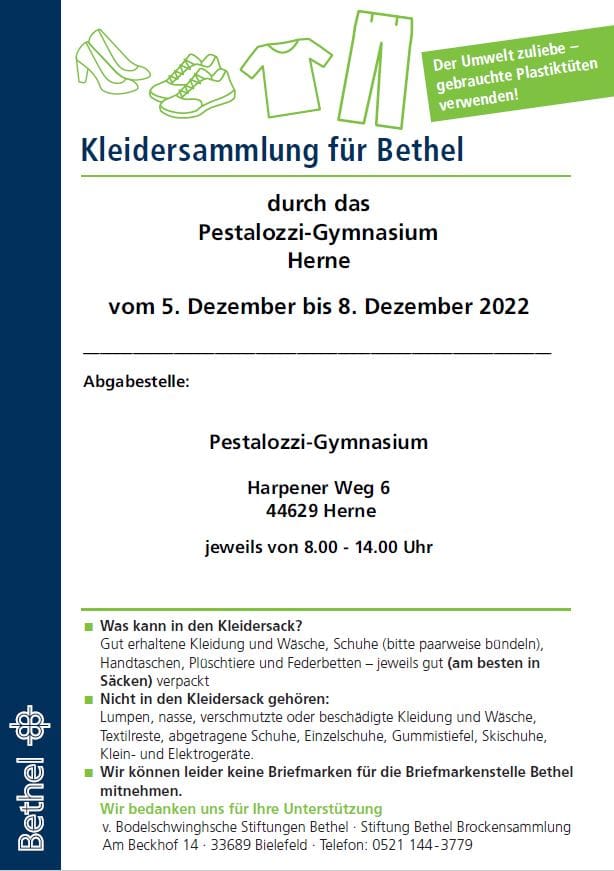 Kleidersammlung Bethel im PG 05bis09-12-2022